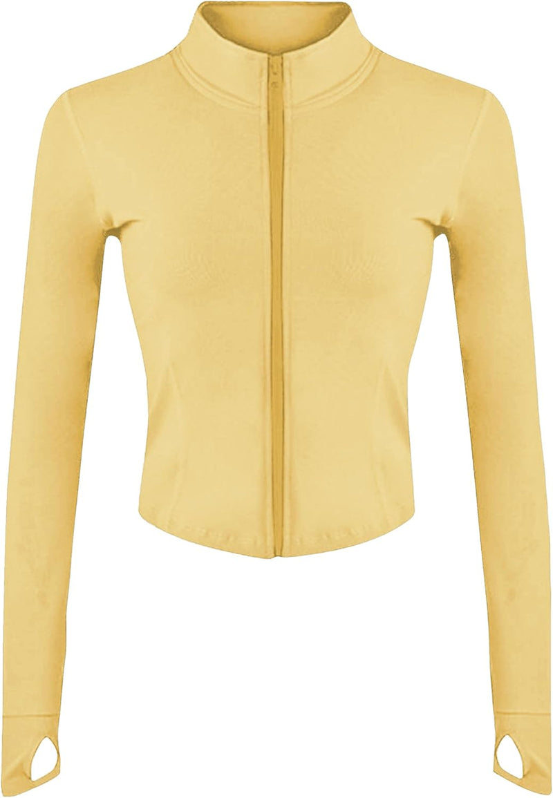 Women Athletic,full Zip Casual - Yellow
