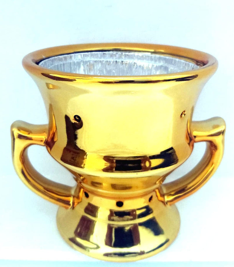 Saqoware Ceramic Incense Burner - Bakhoor Burner Mubkhara Frankincense Insence Burner - Ideal for Yoga, Spa & Aromatherapy (Gold Medium))