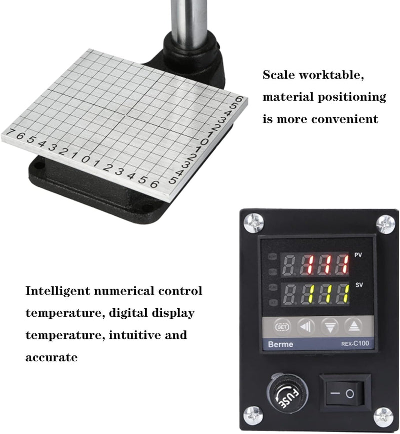 Hot Foil Stamping Machine, 10x13cm Digital Embossing Machine, Manual Tipper Stamper, with Full Scale & Positioning Slider for PVC Leather Paper Embossing