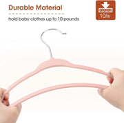 Red Dot Gift® 50 Pack Baby Velvet Hangers 11Inch/28cm - Nursery Clothes Hangers Non Slip Toddler Hangers, 360 Chrome Swivel Hook (White, 50)
