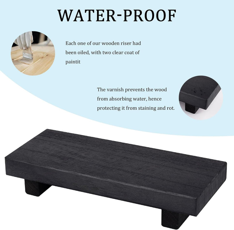 zoocatia Small Wood Tray Pedestal Stand Farmhouse Bathroom Decor Decorative Wooden Riser Kitchen Soap Dish Holder for Vanity, Counter, Sink, Brown