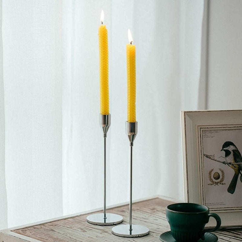 TERRIFI 3 Pcs Candle Holders for Taper Candles, Decorative Candlestick Holder for Wedding, Dinning, Party, Fits 3/4 inch Thick Candle&Led Candles (Metal Candle Stand) (White)