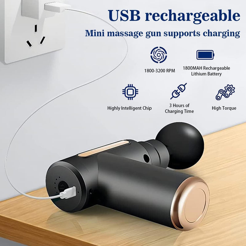 SKY-TOUCH Massage Gun,Professional Muscle Percussion Massager with 6 Speeds,Quiet Portable Electric Massager for Shoulder, Body,Back,and Physiotherapy,Compact Cordless Design,19x13x4.5cm (Black)