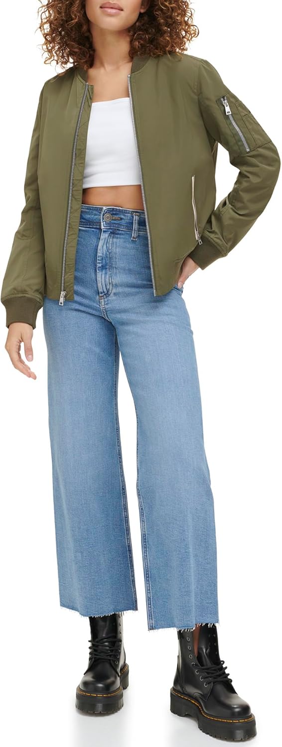 Levi's Women's Women's poly bomber jacket with contrast zipper pockets Jacket