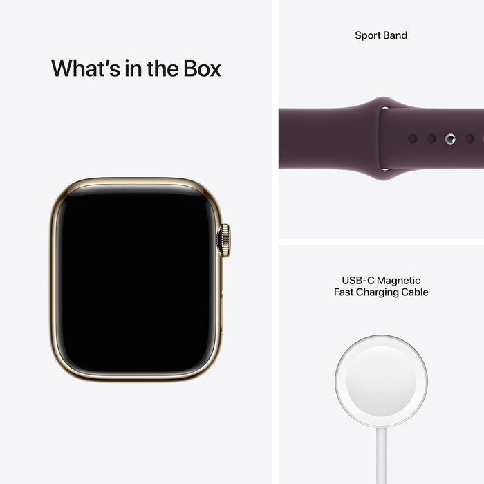 Apple Watch Series 7 (GPS + Cellular, 45mm) Smart watch - Graphite Stainless Steel Case with Midnight Sport Band - Regular. Fitness Tracker, Blood Oxygen & ECG Apps, Water Resistant (Renewed)