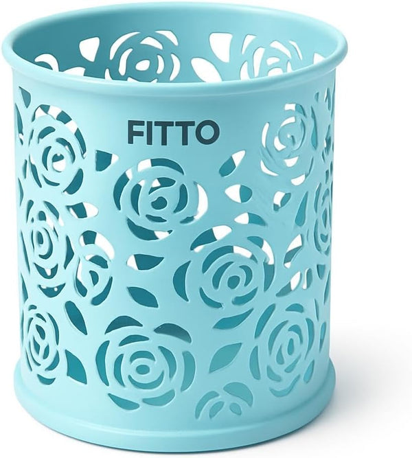 Fitto Sky Blue Pen Holder, Round Desk Organizer 8x9cm