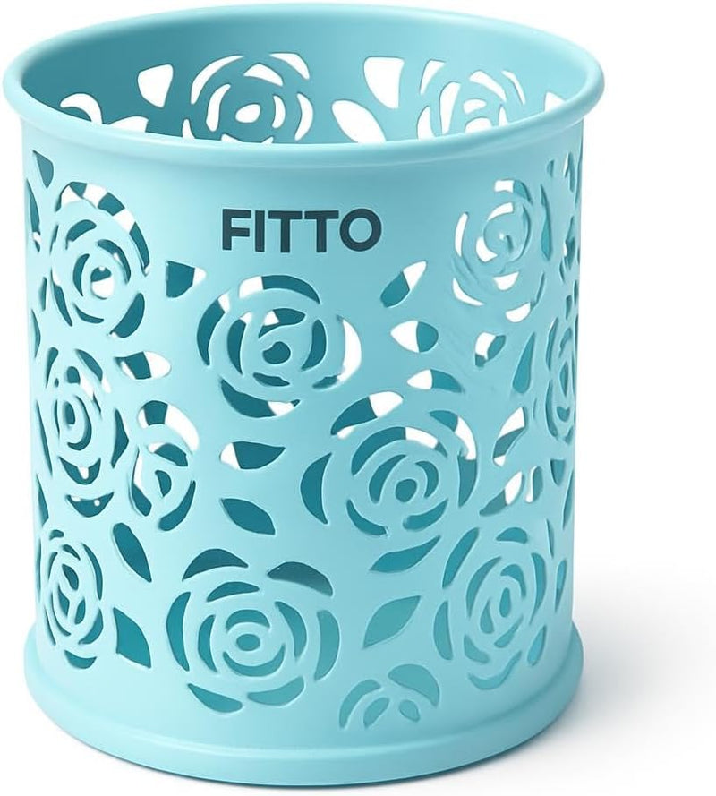 Fitto Sky Blue Pen Holder, Round Desk Organizer 8x9cm
