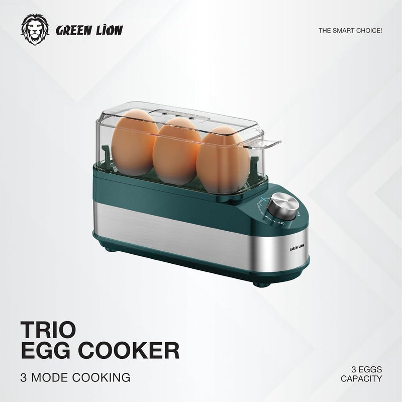 Green Lion 3-Tier Egg Cooker, Egg & Vegetable Steamer, 16 Eggs Capacity, 500mL Water Reservoir, 400-500W Power, 0-60min Timer, Stainless Steel Heating, Steam Vent Lid, Indicator Light - Gray