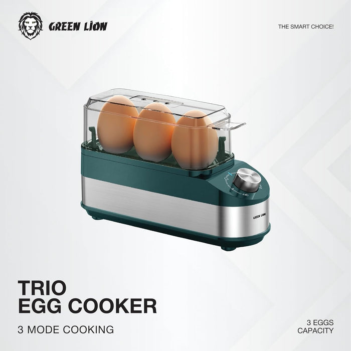 Green Lion 3-Tier Egg Cooker, Egg & Vegetable Steamer, 16 Eggs Capacity, 500mL Water Reservoir, 400-500W Power, 0-60min Timer, Stainless Steel Heating, Steam Vent Lid, Indicator Light - Gray