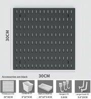 SKY-TOUCH Modular Pegboard Wall Organizer Kit - 2 Pegboards, 10 Accessories, No Drill Installation, Space-Saving Storage & Display for Kitchen, Office, Bathroom (Black)