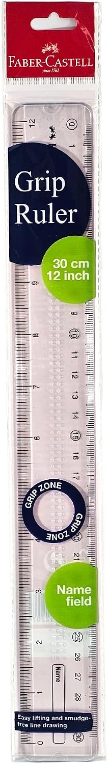 Faber-Castell Clear Broad Plastic Ruler 30cm-12", The ruler has clear measurement markings for easy drawing. It is completely safe and easy to use.