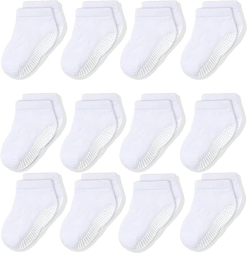 CozyWay Non-Slip Socks with Grippers - Ankle Style for Little Girls and Boys, Infants, Toddlers, Children