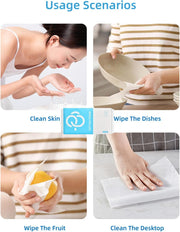 Disposable Face Towel, Cotton Facial Extra Thick Face Wipes Wet and Dry Face Cloths, Lint Free Soft Dry Wipes for Sensitive Skin and Baby Care, Makeup Removing and Surface Cleaning (2 Pack)