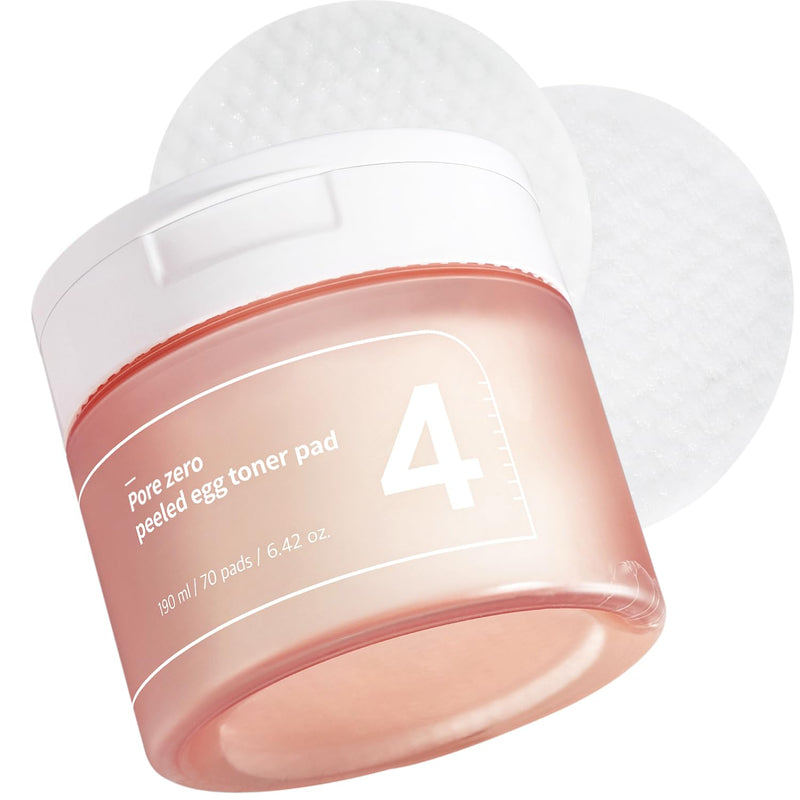 numbuzin No.4 Toner Pads | Pore Zero Peeled Egg Toner Pad | Gentle Exfoliator, PHA, LHA, Makeup Skin Prep, Panthenol | Korean Skin Care for Face | 70 Pads/190ml