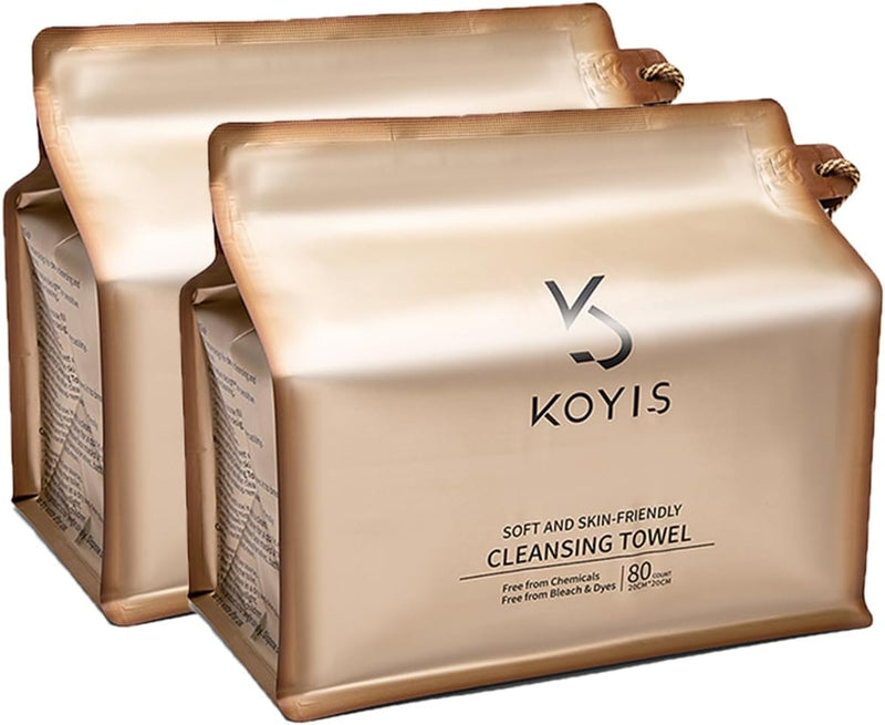 KOYIS Face Towels Disposable Biodegradable Dry Wipes for Sensitive Skin,Plant Long Fiber Facial Towels for Washing Face,Skincare and Makeup Remover,With Dust-proof Magnetic Cover,30x25 CM (58 Count)