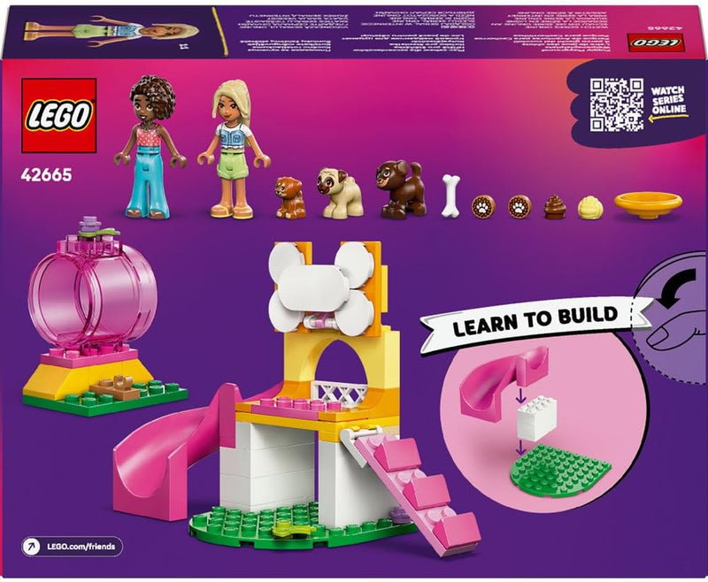 LEGO Friends Puppy Playground Toy for 4+ Year Old Girls - incl. a Park with a Slide, 2 Mini Dolls & 3 Pet Dog Animal Figures - Creative Gift Idea - 42665
