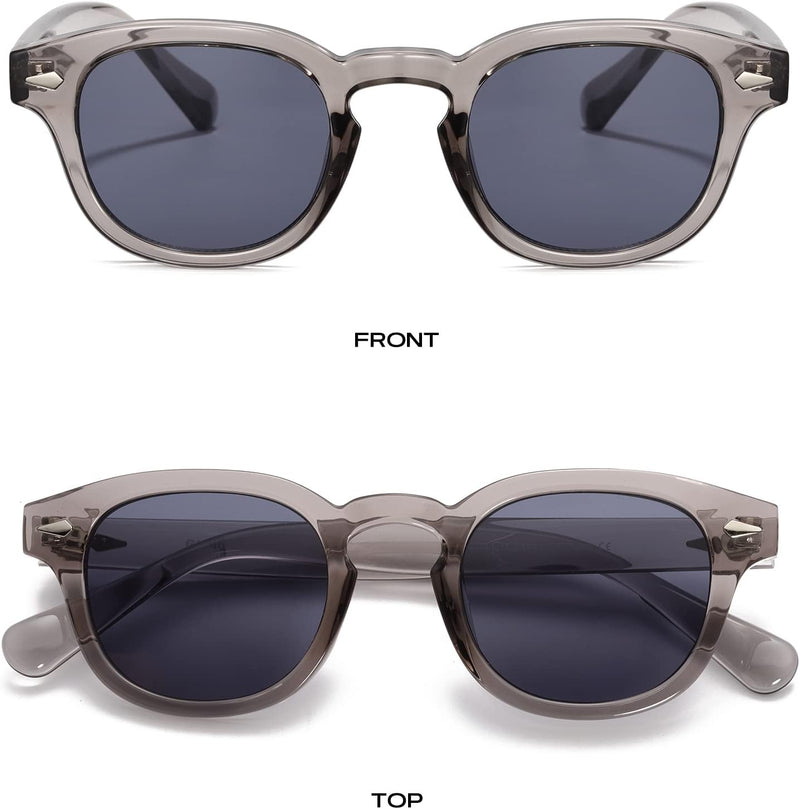Unisex Vintage Retro Round Style Tinted Sunglasses For Men Women Fashion Circle Sun Glasses 46mm - C22 Crystal Gray Frame/Gray Lens