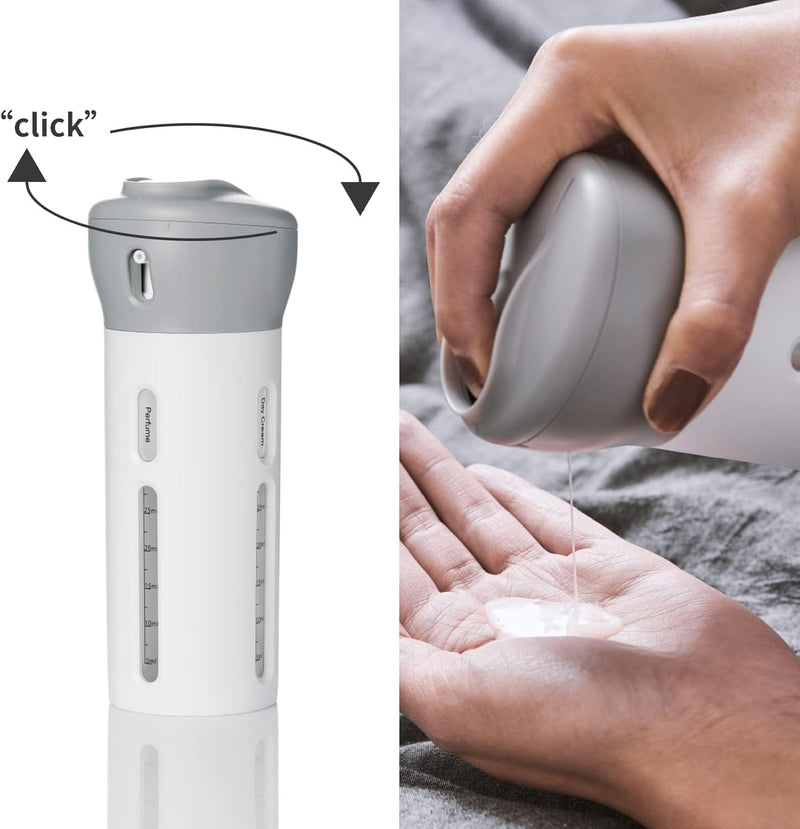 4 in 1 Travel Dispenser, Refillable Leak-Proof Kit with 4 Bottles, BPA-Free Containers for Shampoo & Conditioner, Portable Set for Toiletries
