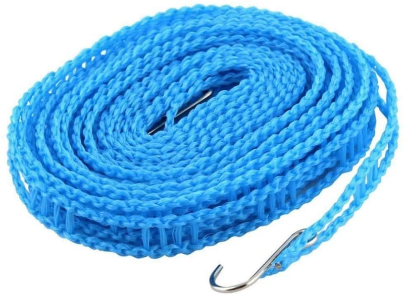 MAPPERZ Windproof Anti-Slip Removable Cloth Hanging Clothes Washing Line Drying Nylon Rope with Hooks/ Nylon Clothesline Rope - 5 Meter (Multicolor (3)