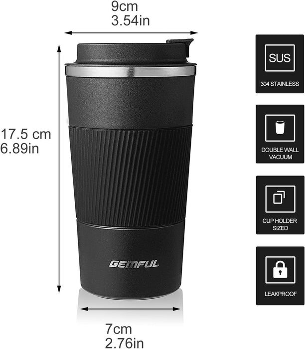 GEMFUL Travel Coffee Mug Stainless Steel Vacuum Ice and Hot Drinks Insulated Tumbler for Home Office Outdoor Works, 380ml, Pink