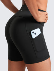 CRZ YOGA Womens Butterluxe Biker Shorts with Pockets 5 Inches - High Waisted Volleyball Workout Athletic Yoga Short Leggings