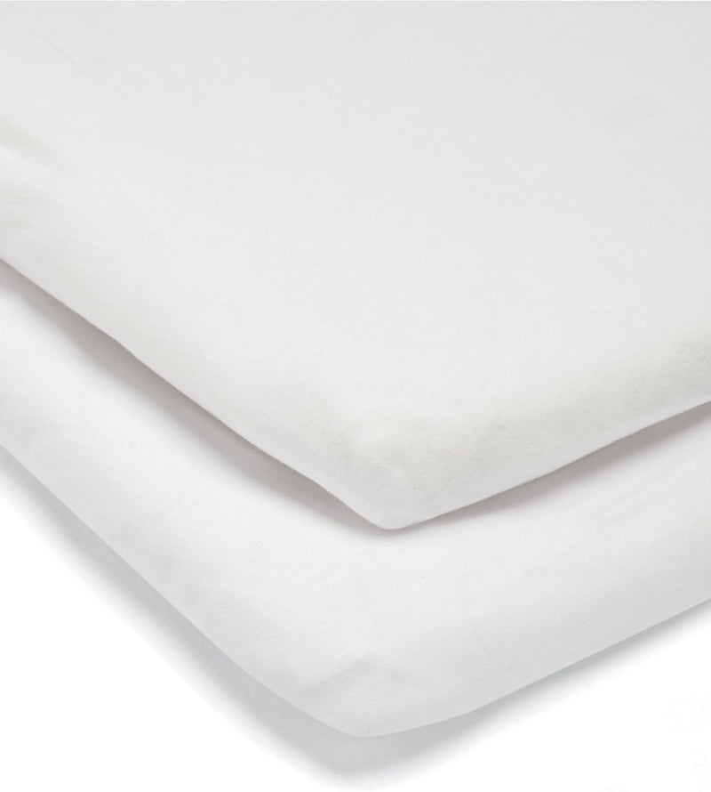 Mamas & Papas 2 Lua Crib Fitted Sheets, White (W 50 x L 87 x D 4cm)