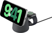 Belkin Fast Charge Pro 2-in-1 Wireless Charging Dock with MagSafe 15W Fast Charge iPhone Charger Compatible with iPhone 16, 15, 14, 13, and 12 Series, AirPods, and Other MagSafe Enabled Devices - Charcoal