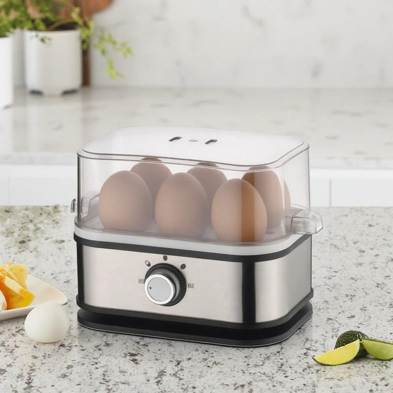 SHOPO KIDS Automatic Egg Cooker : 6 Eggs Capacity Electric Egg Cooker for Boiled Eggs, Poached Egg, Scrambled Egg,Soft/Medium/Hard Boil | Noise-Free Technology,2 years Warranty