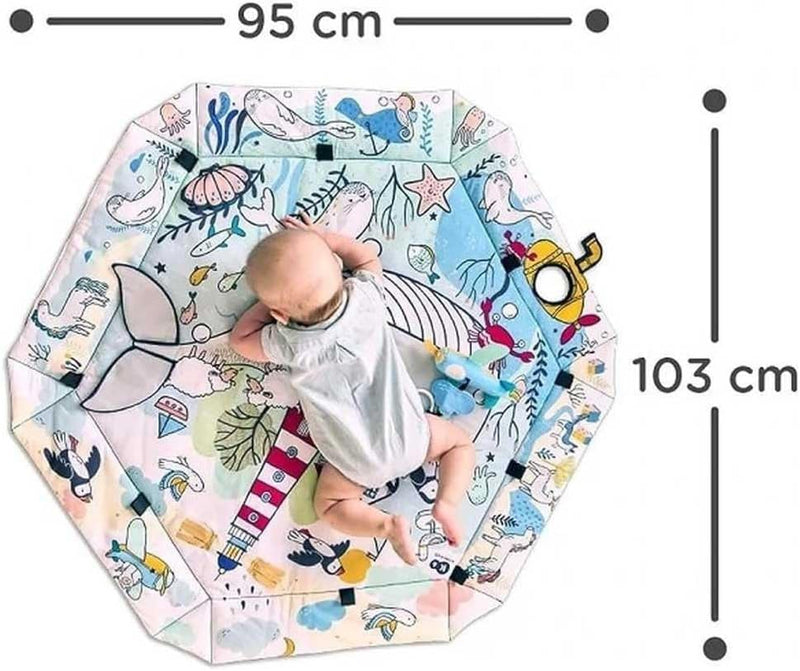 Kinderkraft Mata Education Smartplay Babymat | Playmat | Playpen for Infant/Baby Sea|Machine Washable| For 0 Months+(12 Balls)