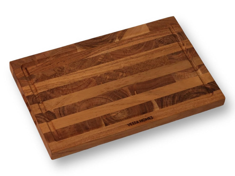 Vesta Homes Wooden Cutting/Chopping/Serving Board, Platter for Vegetables, Cheese and Charcuterie | Acacia Wood | 33 x 21.5 x 1.5 cm | Handcrafted in India