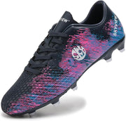 Boys And Girls Soccer Cleats Turf Soccer Shoes For Kids Indoor Outdoor Children Unisex Football Boots AG FG Wide Training Sneaker - Black Pink
