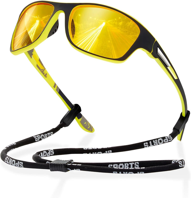 suoso Polarized Sports Sunglasses for Men: UV400 Protection Glasses Womens Wrap Around Goggles for Driving Fishing