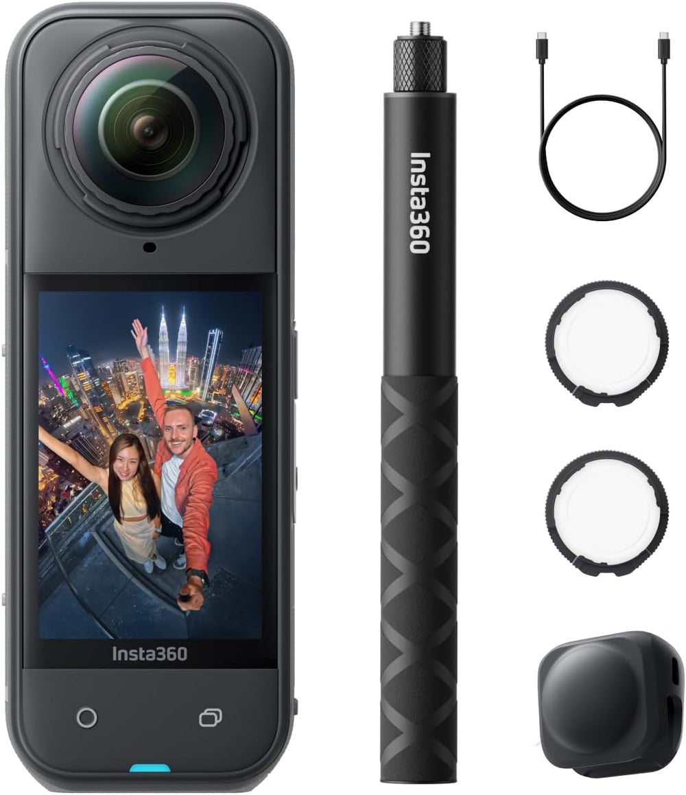 X5 - Waterproof 8K 360 Action Camera, Leading Low Light, Invisible Selfie Stick Effect, Rugged and Replaceable Lens, 3-Hour Battery, Triple AI Chip Design, UAE Version