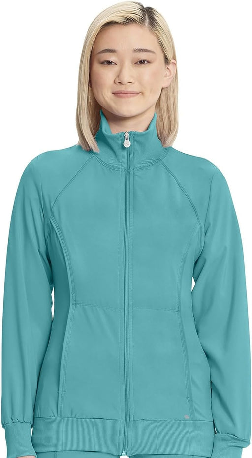 Zip Front Scrub Jackets for Women, 4-Way Stretch Fabric, 2391A - Teal Blue
