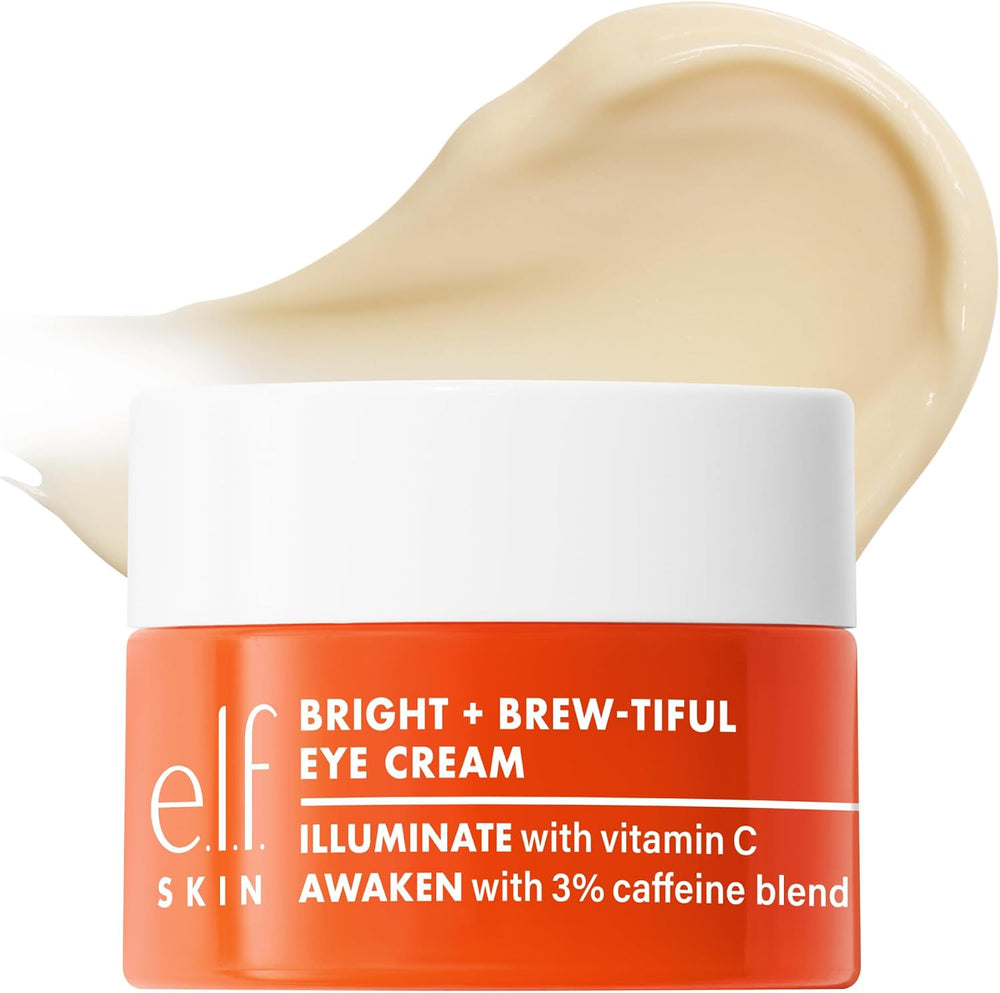 e.l.f. SKIN Bright + Brew-tiful Eye Cream Mini, Brightens the Appearance of Dark Circles and Reduces Puffiness, Vegan and Cruelty Free
