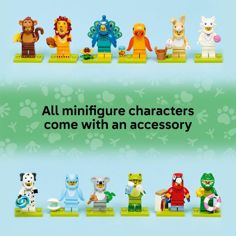 LEGO Minifigures Animal Series 28 - Blind Box - Get 1 of 12 Collectible Toys - Figures incl. Lion, Bunny, Cat & Dolphin - Party Bag Fillers for 5+ Year Old Boys & Girls - 71051