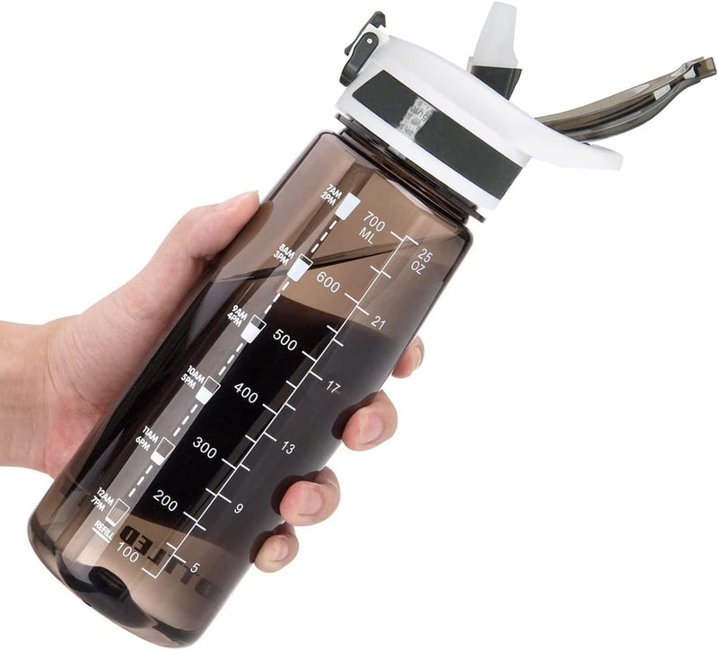 Sports Water Bottle with Straw 800ML Bike Water Bottles Reusable Water Jug BPA-Free Wide Mouth with Handle for Fitness Outdoor Hiking Camping(800ml) (800ml K-Black) - 800ml K-Black