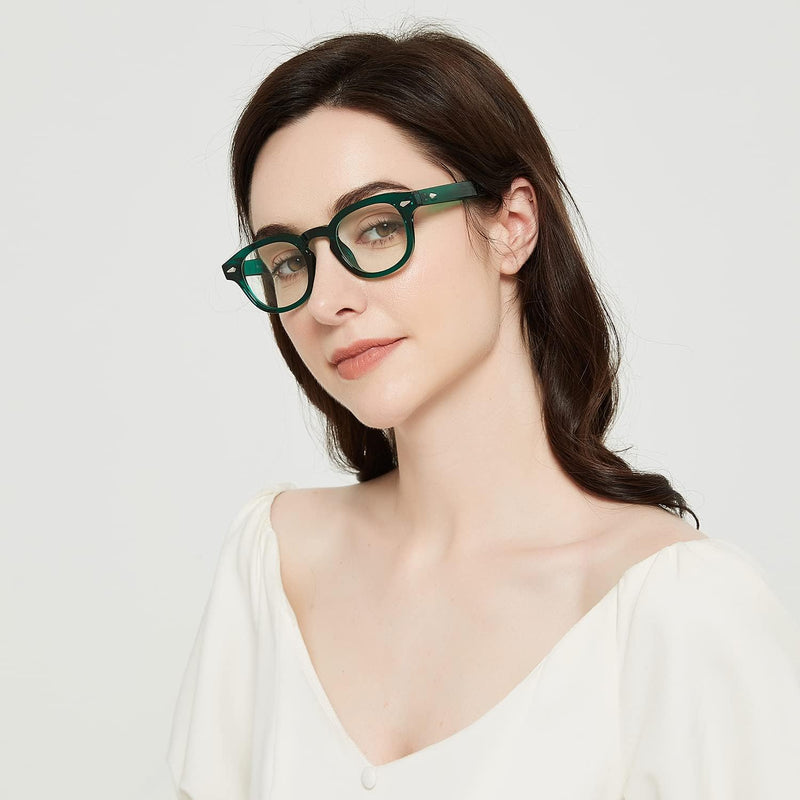 Unisex Vintage Retro Round Style Tinted Sunglasses For Men Women Fashion Circle Sun Glasses 46mm - green, C13 Emerald Green Frame Clear Lens