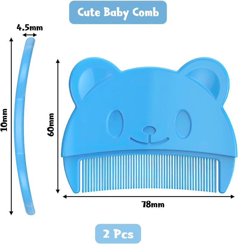 NALACAL 3 Pcs Baby Comb Baby Cradle Cap Comb Baby Hair Brush Toddler Comb Toddler Hair Brush Newborn Baby Bath Essentials (Blue)