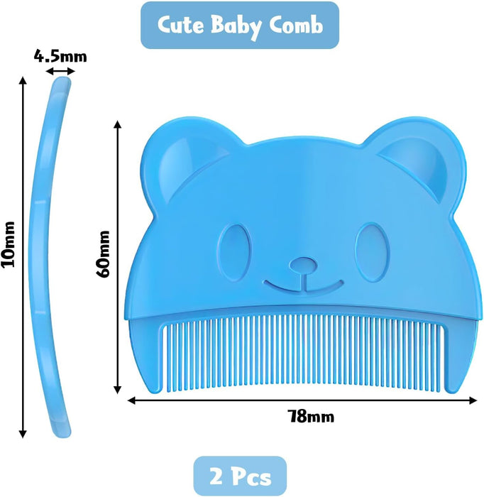 NALACAL 3 Pcs Baby Comb Baby Cradle Cap Comb Baby Hair Brush Toddler Comb Toddler Hair Brush Newborn Baby Bath Essentials (Blue)