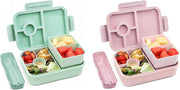 Children's Bento Box, 1300 ml, Leak-Proof Lunch Box with 5 Compartments, Bento Box for Children and Adults, Lunch Box, Breakfast Box for Girls and Boys, BPA-Free (Pink) - 2Set-Green Pink