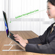 2-in-1 ABS Laptop Stand for Desk and Phone Holder, Adjustable Foldable Laptop Riser Portable Ergonomic Notebook Stand for Laptops/iPad (11-17")