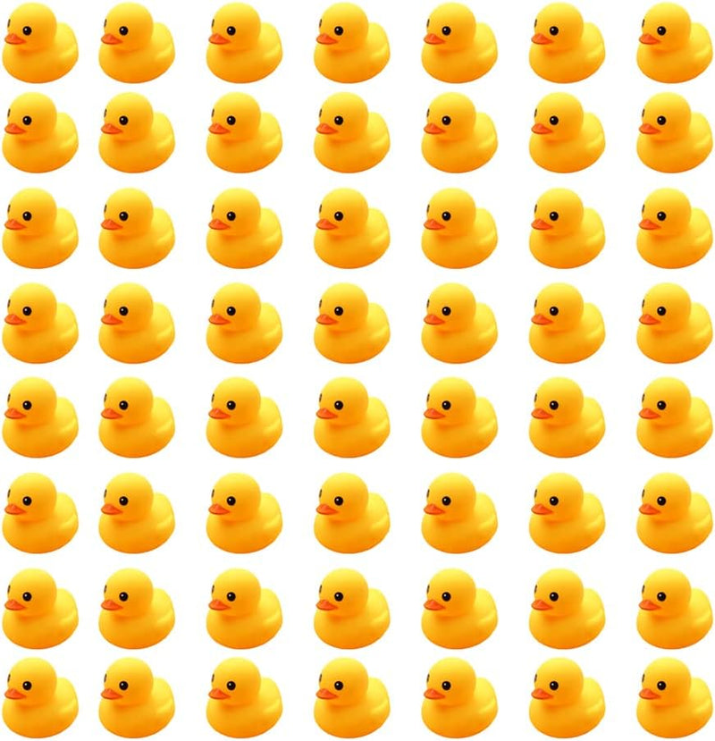WAMSOLE 50PCS Super Mini Rubber Duck Bath Duck Toys for Toddlers Boys Girls,Squeak and Float Rubber Ducks in Bulk Baby Shower Duck Decorations Party Favors (1.6'')