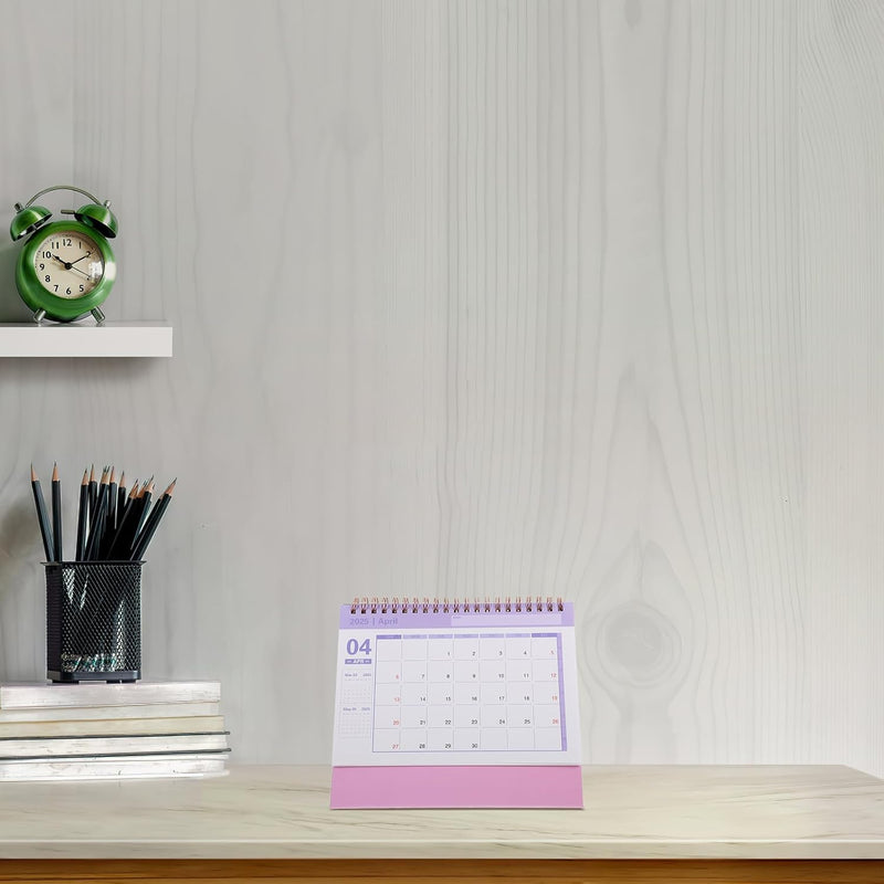 STOBOK Small Desk Calendar,2024-2025 Desk Calenda Flip Calendar Desktop Calendar Desk Tent Calendar Monthly Calendar for Home Office -Pink