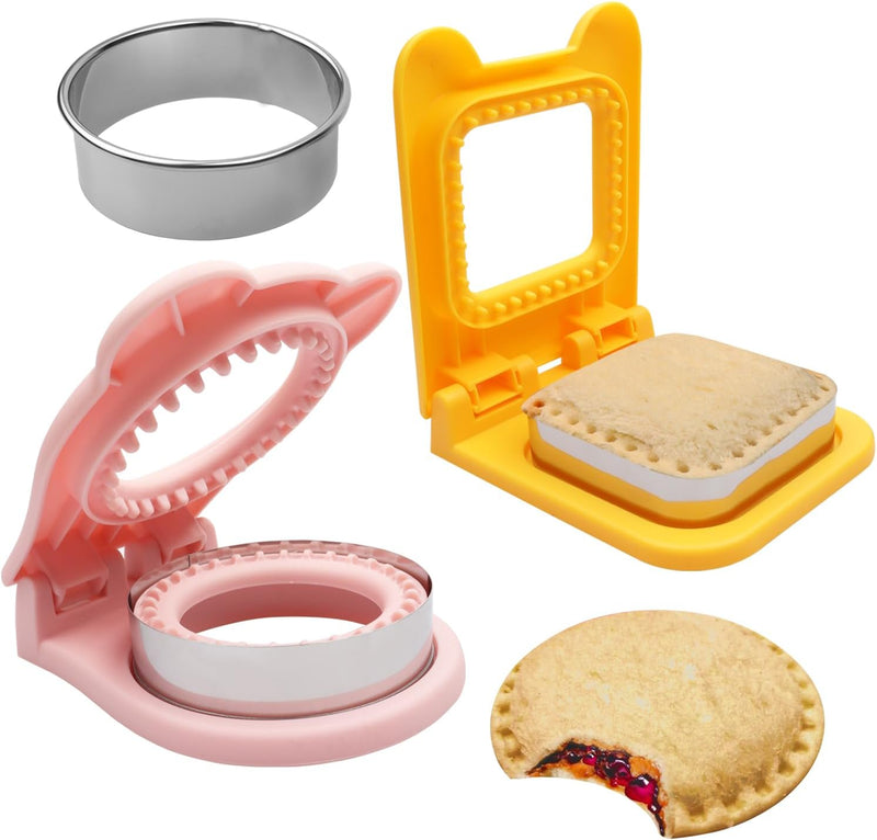2pcs Sandwich Cutter and Sealer for Kids, 2Pcs Uncrustable Sandwich Maker and Decruster set,DIY Decruster Pocket Sandwiches, Great for Breakfast Sandwich Maker, Lunchbox and Bento Box
