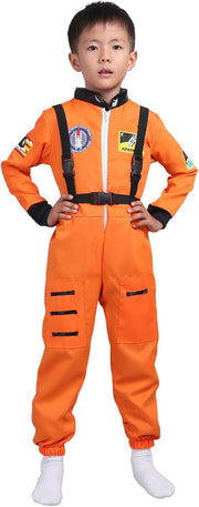 Doodle Kiddo Astronaut Costume for Kids 3-10 Years Space Costume for Boys & Girls, Perfect for Kids Dress Up & Pretend Play Halloween Costume Fancy Dress Space Suit - Orange