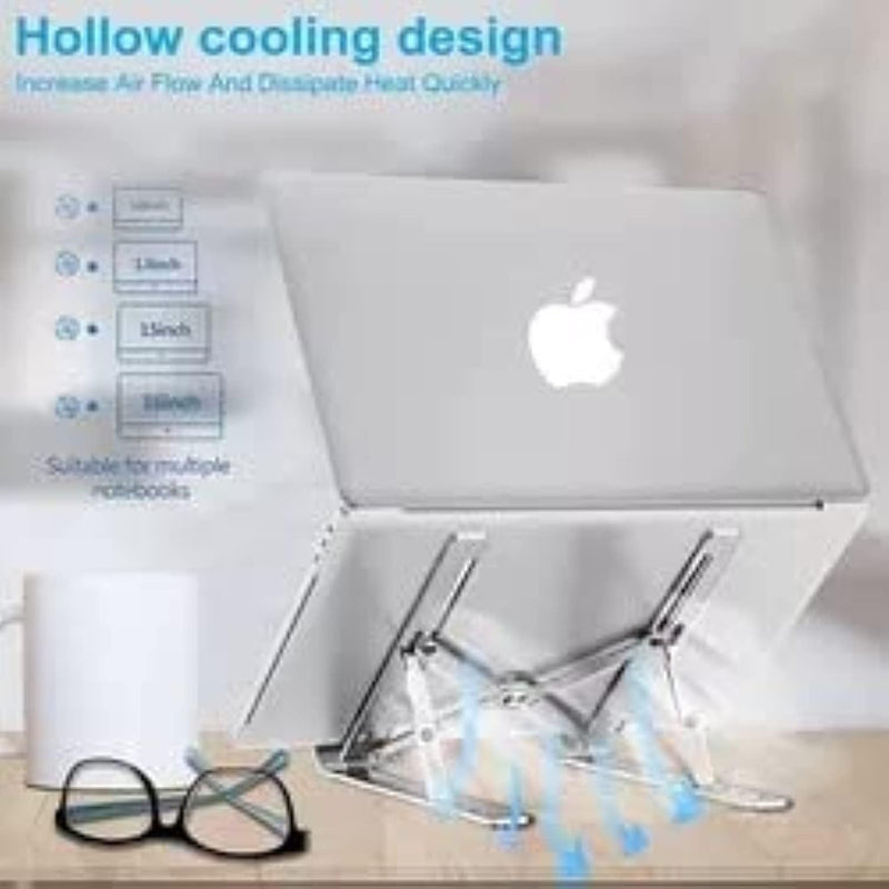 Adjustable Laptop Stand, Portable Aluminium Laptop Riser Laptop Holder for Desk, Foldable Ventilated Cooling Computer Support Stand for Apple MacBook Pro/Air, HP, Sony, Dell, Notebook Stand and more.