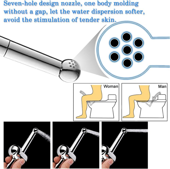 Handheld Bidet Toilet Sprayer Set with Dual Mode Spray Head (Jet/Soft) Premium Brushed Stainless Steel Sprayer for Bidet Attachment, Baby Cloth Diaper Sprayer Set, Bathroom Toilet Clean (Single Mode