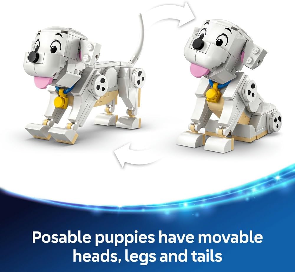 Disney Lucky & Penny 101 Dalmatians Puppies 43271 Play & Display Animal Figures, Movable Heads, Legs & Tails, Building Toy, Gift for 6+ Year Old Girls & Boys, 268 Pieces