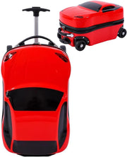 Kids Luggage with Wheels, 18'' Rolling Suitcase, Small Carry On Travel Cute Suitcase,Cartoon Car Design, Vacation Weekend Trips Travel Essentials, for Boys Girls Children Teenagers - Red